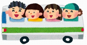 バスに乗る人々のイラスト画像