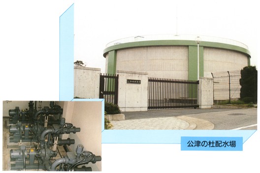 公津の社配水場と内部設備の写真 