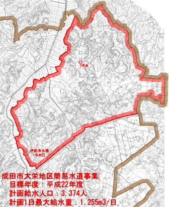 大栄地区簡易水道事業の計画給水区域の図