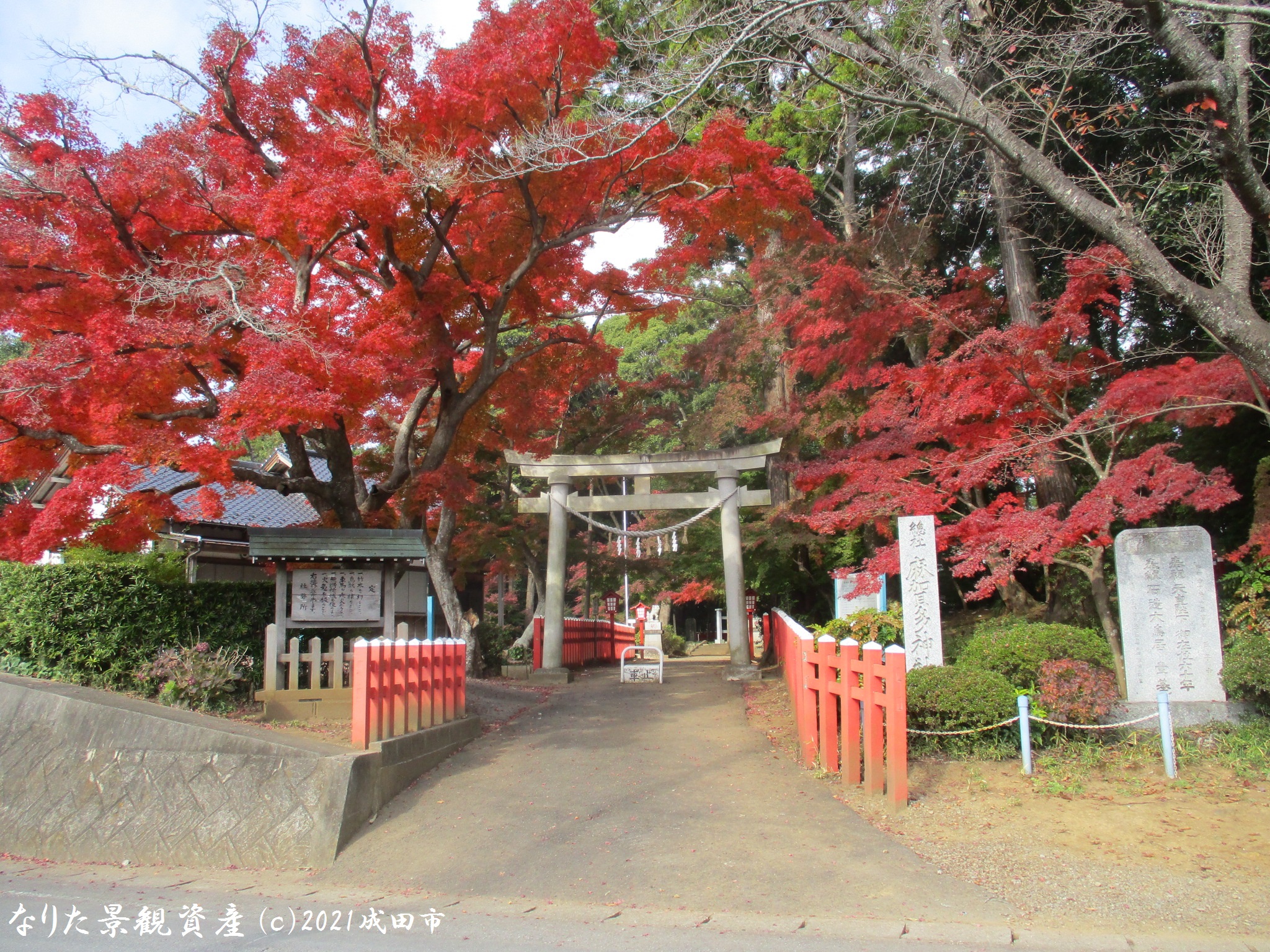 麻賀多神社（奥津宮）と紅葉の景観写真1