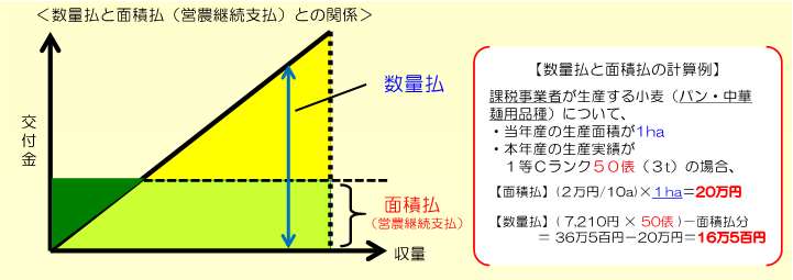 数量払と面積払（営農継続支払）の関係