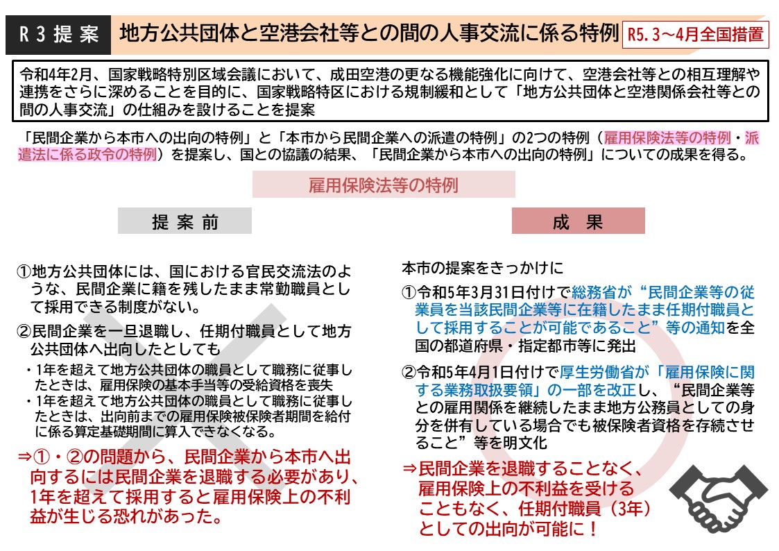 地方公共団体と空港会社等との間の人事交流に係る特例の概要図
