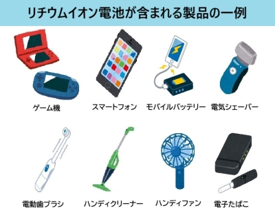 小型充電式電池が含む製品の一例