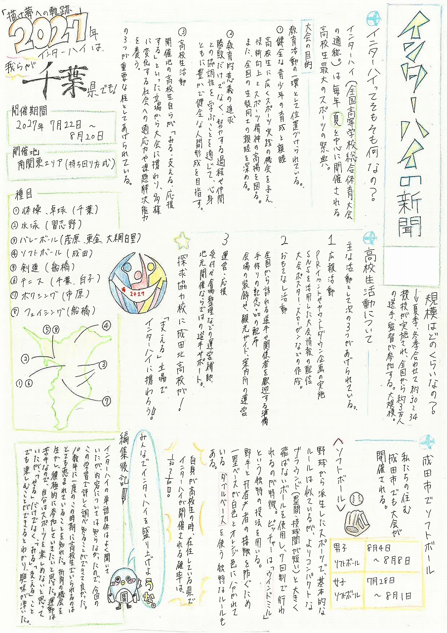 タイトル「インターハイの新聞」