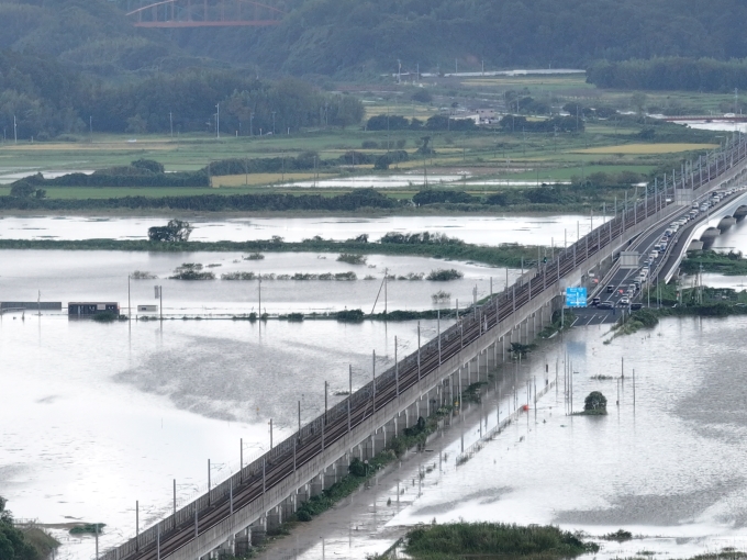 印旛沼が決壊した写真